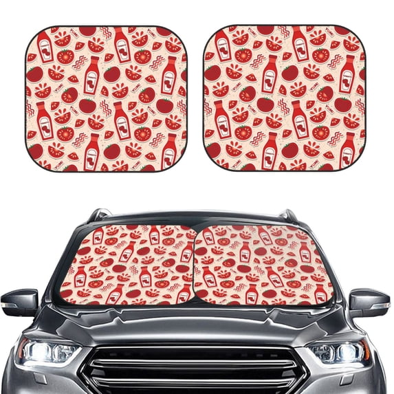 Kdxio Tomatoes Print 2-Piece Sun Shade Front Windshield - Foldable Car Front Window Sunshades for Most Sedans SUV Truck