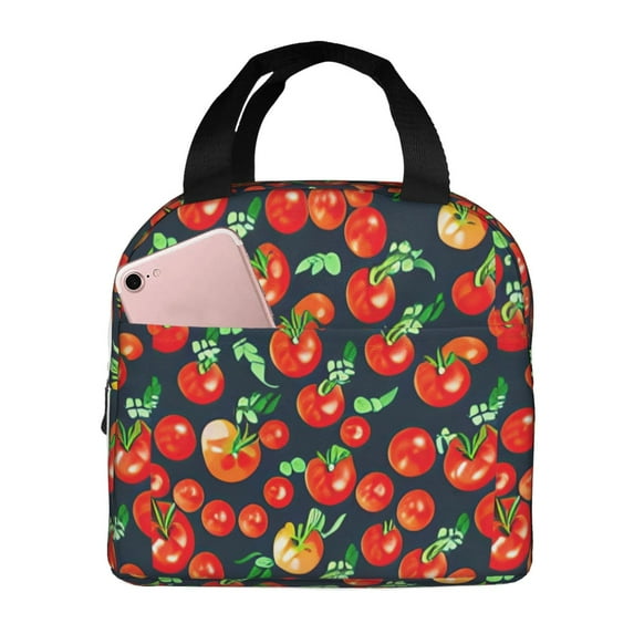 Kdxio Tomatoes Print Insulated Lunch Bag,Reusable Tote Lunch Box for Women Men,Leakproof Cooler Lunch Bags for Work Office Travel Picnic