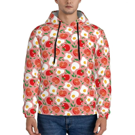 Kdxio Tomatoes Print Mens Casual Hooded Collar Drawstring Hoodies Pullover Sweatshirts Casual Long Sleeve Shirts-3X-Large