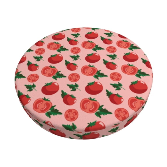 Kdxio Tomatoes Print Stool Covers Round,Stretch Round Bar Stool Covers Washable Bar Stool Cushion Slipcover for 12-15 Inch Chair