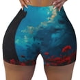 thumbnail image 1 of Kdxio Tower And Red Roses Print Workout Shorts for Women Seamless Soft Smooth Gym Yoga Scrunch Active Shorts, 1 of 5