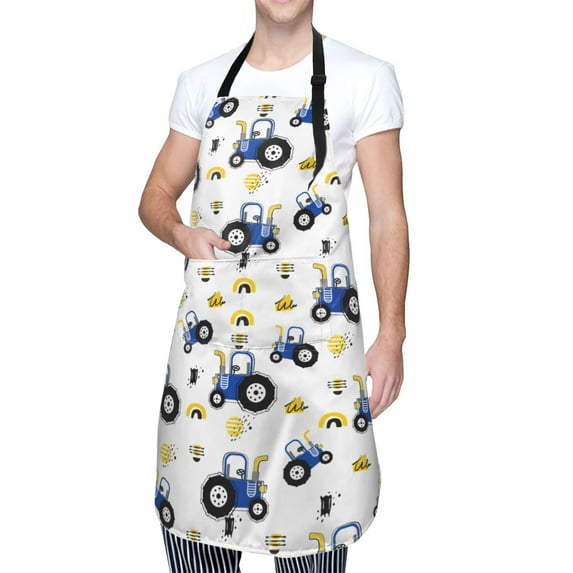 Kdxio Tractor And Vehicle Apron with Pockets Adjustable Kitchen Aprons for Men Women Waterproof Aprons for Cooking,Drawing,Crafting, Baking Household Cleaning