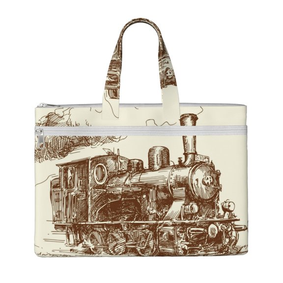 Kdxio Train File Tote Document Bag Business Briefcase Bag Document Organizer Tote Briefcase for Letter A4 Files Business Teacher Office Bag