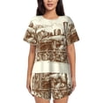 thumbnail image 1 of Kdxio Train Print Pajamas Sets for Women Short-Sleeved Pjs with Lounge Shorts Two Piece Sleepwear S-4XL, 1 of 5