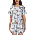 thumbnail image 1 of Kdxio Trains And Cactuse Print Pajamas Sets for Women Short-Sleeved Pjs with Lounge Shorts Two Piece Sleepwear S-4XL, 1 of 5