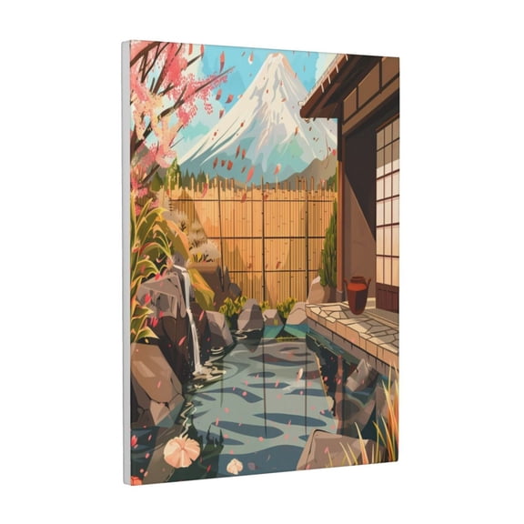 Kdxio Tranquil Garden Landscape Pattern Canvas Wall Art 12x16 Inches - Waterproof HD Print Solid Wood Frame for Living Room & Bathroom,Vertical
