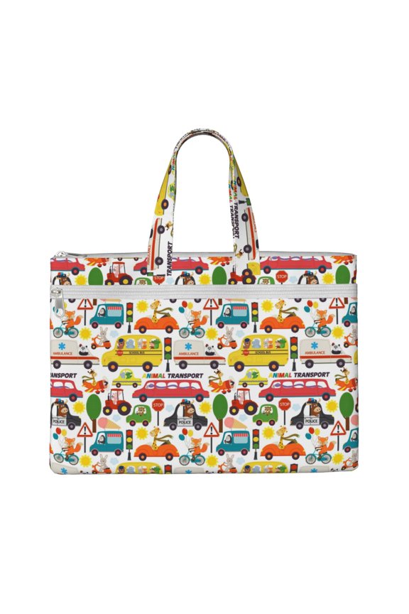 Transports with Animals File Tote Document Bag Business Briefcase Bag Document Organizer Tote Briefcase for Letter A4 Files Business Teacher Office Bag