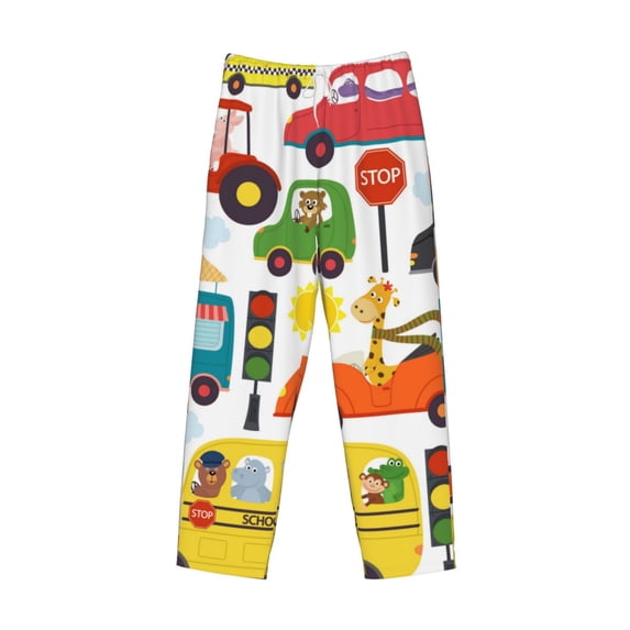 Kdxio Transports with Animals Print Men's Sleep Pajama Pant Lounge Pants with Pockets