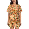 thumbnail image 1 of Kdxio Travel And Tourism Print Pajamas Sets for Women Short-Sleeved Pjs with Lounge Shorts Two Piece Sleepwear S-4XL, 1 of 5