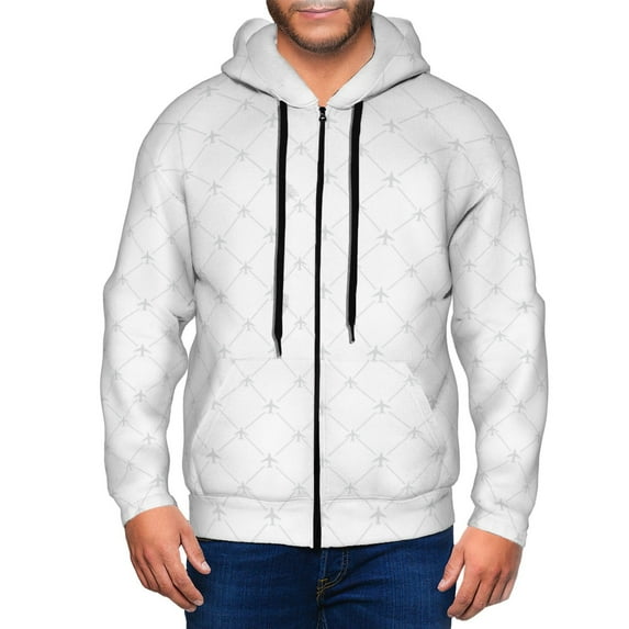 Kdxio Travel Around The World Airplane Print Men Hoodies Casual Hoodies for Men with Zip Pockets Full Zip Long Sleeve Sweatshirt Sports Hooded Jacket-Large