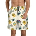 thumbnail image 1 of Kdxio Travel Elements Pattern Mens Casual Shorts - Drawstring Summer Beach Sports Shorts for Men, 1 of 9