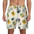 thumbnail image 1 of Kdxio Travel Elements Print Men's Swim Trunks with Compression Liner 7 Inch Inseam Quick Dry Swim Shorts, 1 of 7