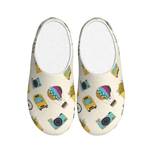 Kdxio Travel Elements Women's Men's Slippers Plush Slip-On House Slipper for Winter Indoor Soft Cushion Non-slip Fluffy Slides Slippers-8