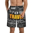 thumbnail image 1 of Kdxio Travel Pattern Mens Casual Shorts - Drawstring Summer Beach Sports Shorts for Men, 1 of 9
