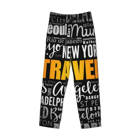 Kdxio Travel Print Men's Sleep Pajama Pant Lounge Pants with Pockets