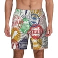 thumbnail image 1 of Kdxio Travel Stamp Print Men'S Swim Trunks With Compression Liner 7 Inch Inseam Quick Dry Swim Shorts, 1 of 7