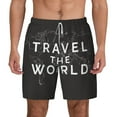 thumbnail image 1 of Kdxio Travel The World1 Print Men'S Swim Trunks With Compression Liner 7 Inch Inseam Quick Dry Swim Shorts, 1 of 7