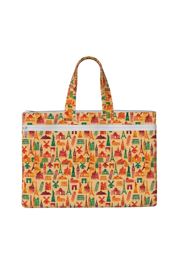 Travel And Tourism File Tote Document Bag Business Briefcase Bag Document Organizer Tote Briefcase for Letter A4 Files Business Teacher Office Bag