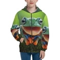 thumbnail image 1 of Kdxio Tree Frog Pattern Kids Boys Girls Zip Up Hoodie 3D Printed Hooded Sweatshirt Hoody Coat with Pocket 7-12 Y-Medium, 1 of 6