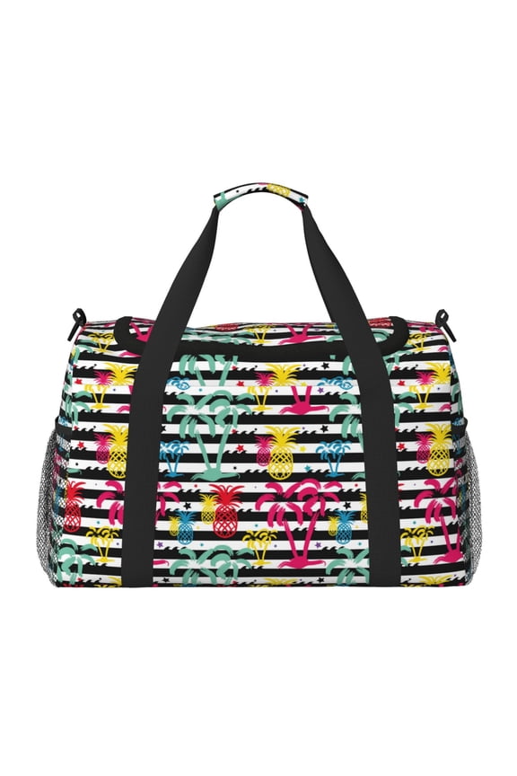 Trendy Colorful Pineapples Travel Duffel Bag Gym Bag Weekender Travel Bag Gym Bag for Women &Men Airplane Travel Essentials for Flying