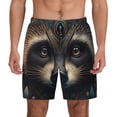thumbnail image 1 of Kdxio Tribal Style Raccoon Print Men's Swim Trunks with Compression Liner 7 Inch Inseam Quick Dry Swim Shorts, 1 of 5
