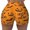 thumbnail image 1 of Kdxio Trick Or Treat Print Workout Shorts for Women Seamless Soft Smooth Gym Yoga Scrunch Active Shorts, 1 of 5