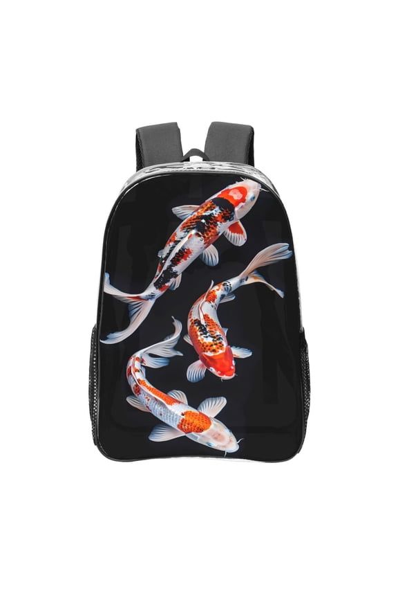 Tricolor Koi Fish Trio Clear Backpack, Transparent Bookbag for School for Women Men, Capacity Clear Bag for College, Travel