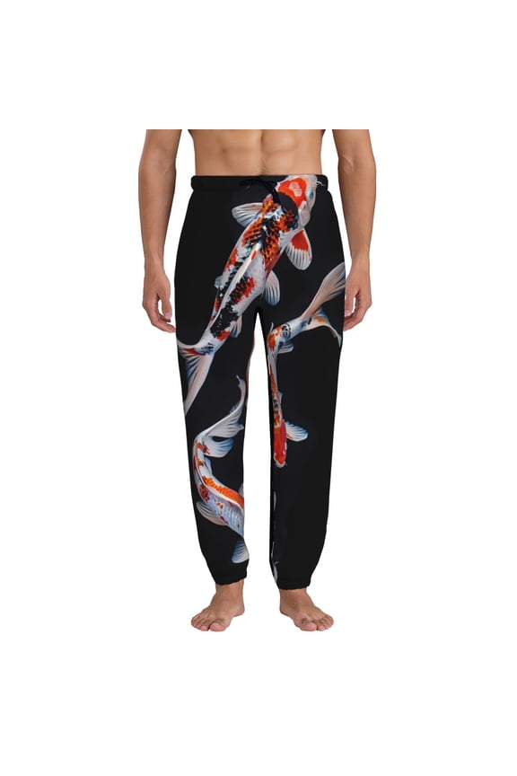 Tricolor Koi Fish Trio Pattern Joggers,Sweatpants for Men with Pockets-Medium
