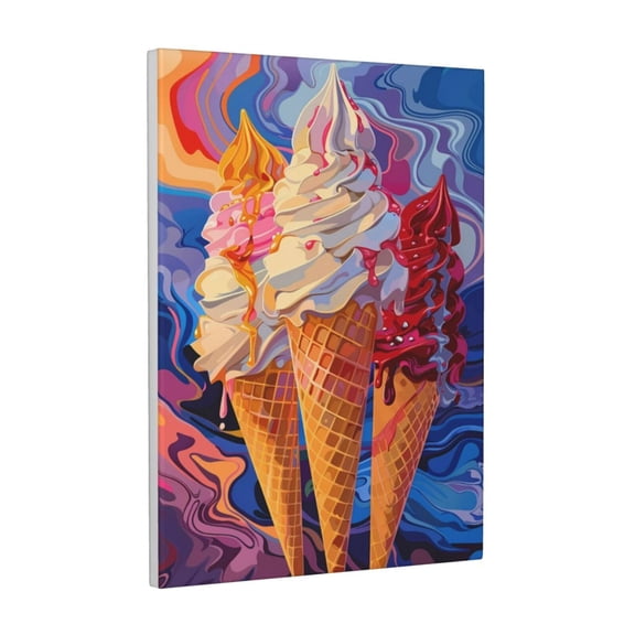 Kdxio Trio Of Dripping Cones Pattern Canvas Wall Art 12x16 Inches - Waterproof HD Print Solid Wood Frame for Living Room & Bathroom,Vertical