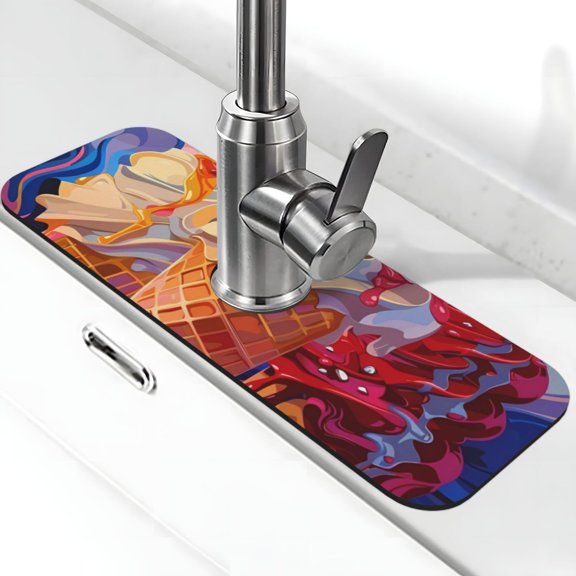 Kdxio Trio Of Dripping Cones Pattern Non-Slip Diatom Mud Faucet Drain Pad,Self Absorbent Mat for Kitchen Sink for Variety Kitchen & Bathroom Countertops