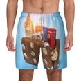 thumbnail image 1 of Kdxio Trip To London Print Men'S Swim Trunks With Compression Liner 7 Inch Inseam Quick Dry Swim Shorts, 1 of 7