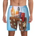 thumbnail image 1 of Kdxio Trip To London Print Men'S Swim Trunks With Compression Liner 7 Inch Inseam Quick Dry Swim Shorts, 1 of 7
