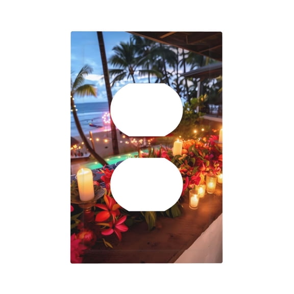 Kdxio Tropical Beach Candlelight Decorator Light Switch or Receptacle Outlet Wall Plate Decorator Wall Plate Child Safe Outlet Cover-Style S
