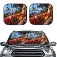 thumbnail image 1 of Kdxio Tropical Beach Candlelight Print 2-Piece Sun Shade Front Windshield - Foldable Car Front Window Sunshades for Most Sedans SUV Truck, 1 of 5