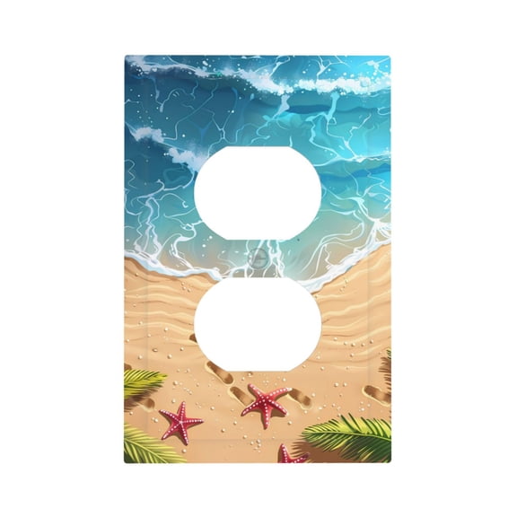 Kdxio Tropical Beach With Starfish Decorator Light Switch or Receptacle Outlet Wall Plate Decorator Wall Plate Child Safe Outlet Cover-Style S