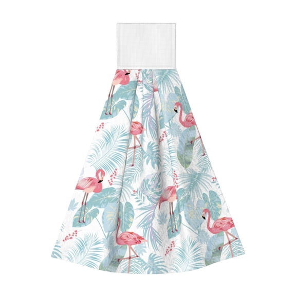 Kdxio Tropical Flamingo Hand Towel with Loop Hanging Towel Absorbent Tie Towels for Kitchen Tea Bar Bathroom Decor
