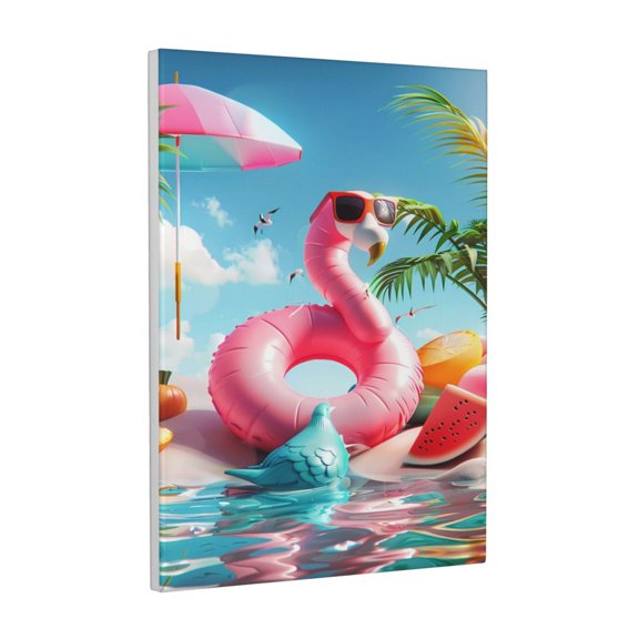 Kdxio Tropical Flamingo Pool Float Pattern Canvas Wall Art 12x16 Inches - Waterproof HD Print Solid Wood Frame for Living Room & Bathroom,Vertical
