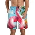 thumbnail image 1 of Kdxio Tropical Flamingo Pool Float Pattern Mens Casual Shorts - Drawstring Summer Beach Sports Shorts for Men, 1 of 5