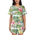 thumbnail image 1 of Kdxio Tropical Flamingo Print Pajamas Sets for Women Short-Sleeved Pjs with Lounge Shorts Two Piece Sleepwear S-4XL, 1 of 8