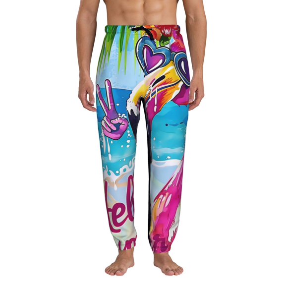 Kdxio Tropical Flamingo Summer Pattern Joggers,Sweatpants for Men with Pockets-Medium