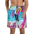 thumbnail image 1 of Kdxio Tropical Flamingo Summer Pattern Mens Casual Shorts - Drawstring Summer Beach Sports Shorts for Men, 1 of 5