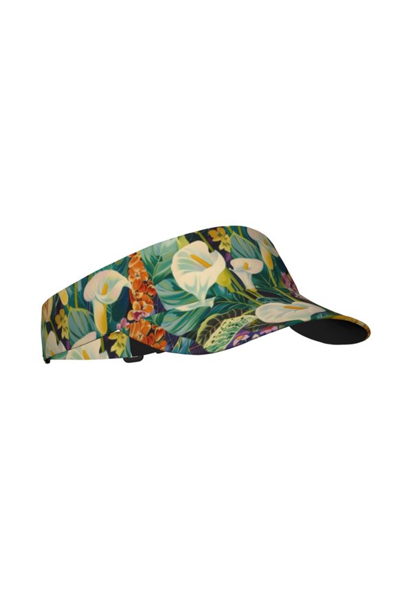 Tropical Floral Jungle Print Sun Visor Hat Golf Visor Adjustable Velcro Outdoor Sports Cap for Men Women