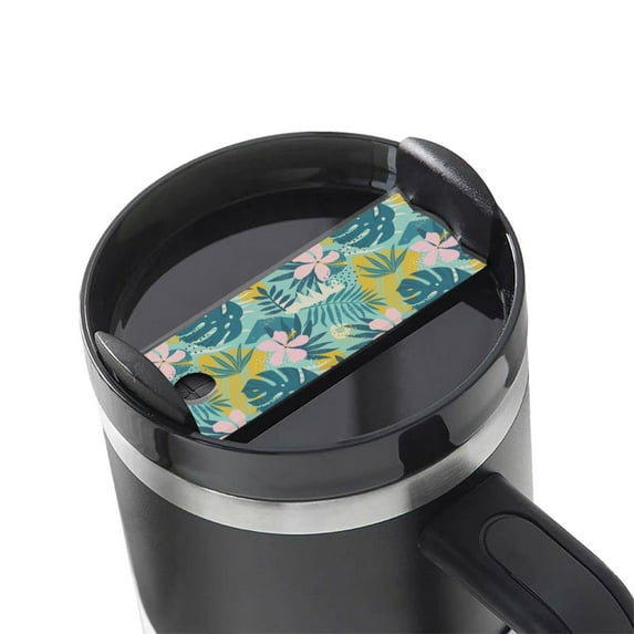 Kdxio Tropical Floral Name Plate Compatible Stanley Cups Name Tag Acrylic Nameplate Tumbler Lid Topper for Cup Accessories