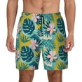 thumbnail image 1 of Kdxio Tropical Floral Print Men'S Swim Trunks With Compression Liner 7 Inch Inseam Quick Dry Swim Shorts, 1 of 7