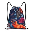 thumbnail image 1 of Kdxio Tropical Flower Print Drawstring Backpack Bag,Waterproof Draw String Back Sack, Gym Drawstring Bags Swim Bag For Unisex, 1 of 9