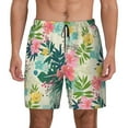 thumbnail image 1 of Kdxio Tropical Flowers Print Men'S Swim Trunks With Compression Liner 7 Inch Inseam Quick Dry Swim Shorts, 1 of 7