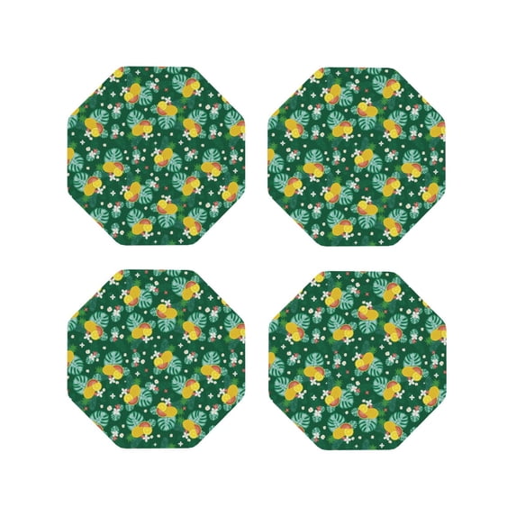 Kdxio Tropical Fruit Funny Coasters,4 Pcs Leather Coasters,Housewarming Gifts,Protect Furniture from Water Marks Scratch and Damage