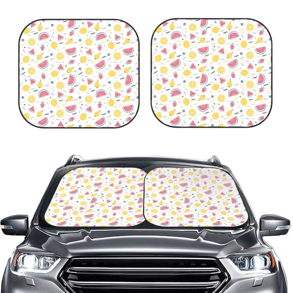 Kdxio Tropical Fruit Print 2-Piece Sun Shade Front Windshield - Foldable Car Front Window Sunshades For Most Sedans Suv Truck