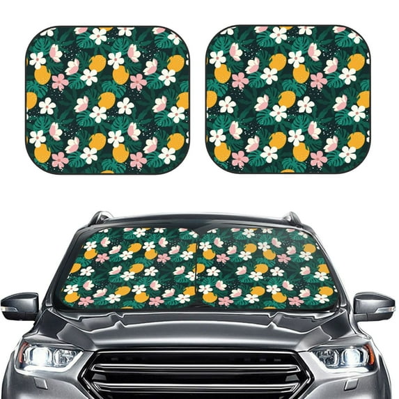 Kdxio Tropical Fruit Print 2-Piece Sun Shade Front Windshield - Foldable Car Front Window Sunshades for Most Sedans SUV Truck