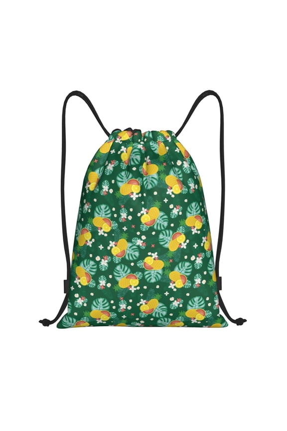 Tropical Fruit Print Drawstring Backpack Bag,Waterproof Draw String Back Sack, Gym Drawstring Bags Swim Bag For Unisex